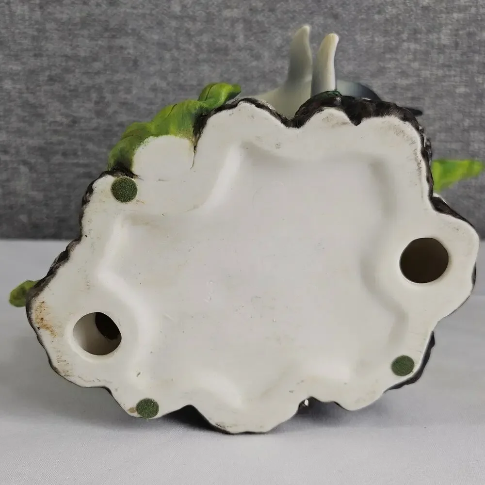 VINTAGE PORCELAIN DOLPHIN SCULPTURE – CLAM PEARL OCEAN DECOR – CERAMIC FIGURINE